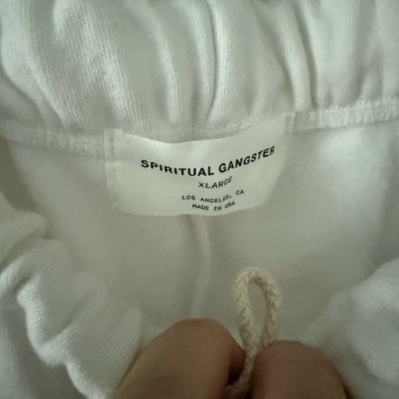 NWT Spiritual Gangster 100% Cotton White Joggers with Pink Retro Logo - Picture 5 of 8